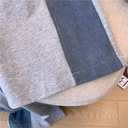 Summer New Stitched Zipper T-shirt top Female Set Elegant Women's Jeans Casual Blouse Two Piece Set Ladies Tracksuits big