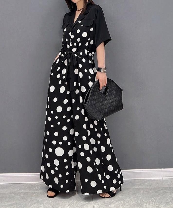 High Quality Wide Leg Print Short Sleeve Jumpsuit