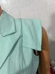 High Quality Notched Neck Double Breasted Sleeveless Top and Shorts Two Piece Set