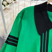 Two Piece Set Stripe Zipper Cardigan + High Quality Harem Pants