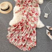 Sexy Two Pieces Sets Chic Bandage chiffon Shirt Top with sweet High Waist mermaid Skirt Beach Vacation Sets