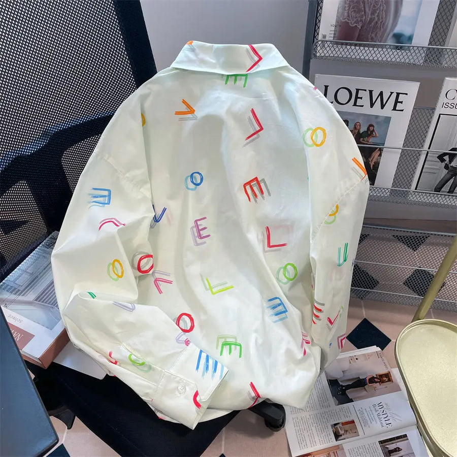 Casual Loose Letter Shirts High Quality Casual Loose Letter Shirts