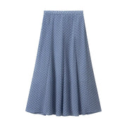 Vintage Polka Dot Women Sets Chiffon Bow Tie Loose Blouses Loose Long Skirts Fashion  Spring Summer Holiday Suits
