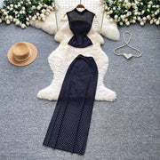 French-style gentle polka dot sleeveless two-piece set for women Summer slim-fit elegant business suit