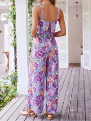 High Quality Sleeveless Casual Floral Backless Wide Leg Elegant Long Jumpsuit