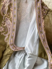 High-quality paisley print patchwork wrap puff sleeve maxi party dress