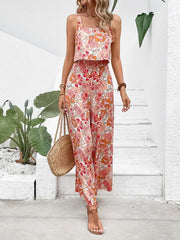 High Quality Sleeveless Casual Floral Backless Wide Leg Elegant Long Jumpsuit