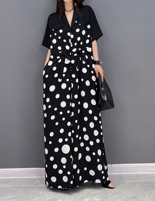 High Quality Wide Leg Print Short Sleeve Jumpsuit