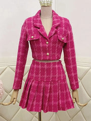 Vintage tweed two-piece set short jacket and high quality skirt