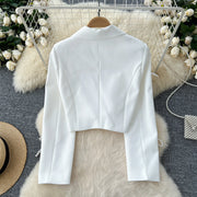 High quality vintage style notched collar long sleeve top