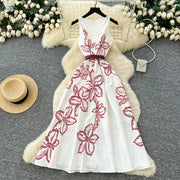 Chic vintage print sleeveless Elegant Fairy spring  Women Sundress women clothing A-line dress
