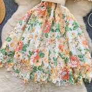 Elegant French style short dress with high quality vintage floral print