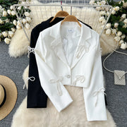 High quality vintage style notched collar long sleeve top