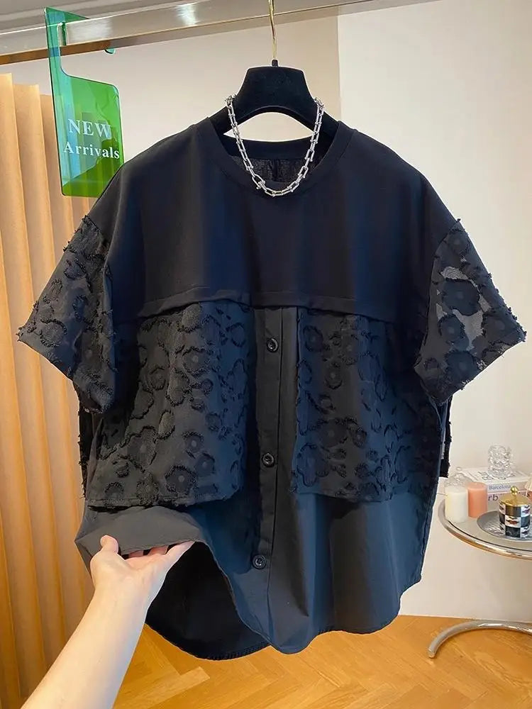 High Quality Loose Black Short Sleeve Shirts
