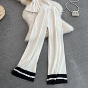 Pant Set Women Two Piece Sets Matching Sets Sleeveless Knitted Slim Fit Tops Wide Leg Long Pants High Elastic Waist Casual