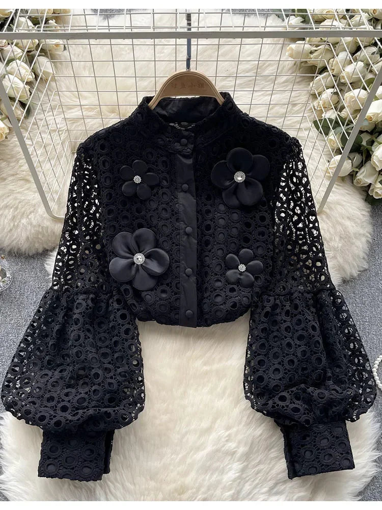 Versatile Floral Bubble Sleeve Casual French Style Shirt in Various High Quality Colors