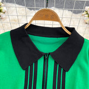 Two Piece Set Stripe Zipper Cardigan + High Quality Harem Pants
