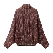 Vintage Polka Dot Women Sets Chiffon Bow Tie Loose Blouses Loose Long Skirts Fashion  Spring Summer Holiday Suits
