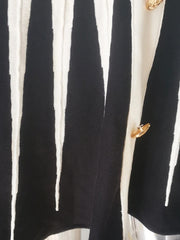 Black White Striped Buttons 3D Pink Pleated Sexy Sleeveless Knitted Mini Dress