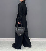 High Quality Loose Wide Leg Long Sleeve Solid Color One Piece Jumpsuit