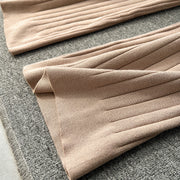 Senior Knitted Suits Fashion Metal Button Vest+V Neck Long Sleeves Cardigans+Wide Legs Pants Stripe Three Pieces Sets