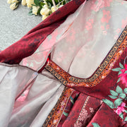 High quality vintage palace print French style elegant evening dress