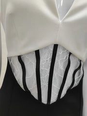 Women'Black White Contrast Color Hanging Neck Sexy Dress Pure Desire Temperament High Fashion Free Shipping