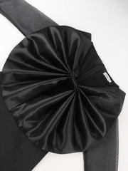 Black Jumpsuit with Big Bow Long Sleeve, High Waist High Quality