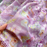 High Quality Belted Lantern Sleeve High Neck Floral Dress
