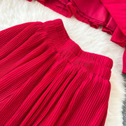 Casual Two Piece Set Loose Shirt+High Waist Straight Pants