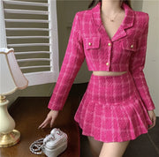 Vintage tweed two-piece set short jacket and high quality skirt