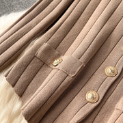 Senior Knitted Suits Fashion Metal Button Vest+V Neck Long Sleeves Cardigans+Wide Legs Pants Stripe Three Pieces Sets