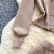 High quality two piece outfits with long sleeves and turn-down collar, buttons and pencil skirt