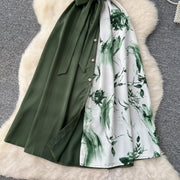 Chic Single Breasted Spliced Elegant Korean Fashion Fairy Sexy High Waist Vestidos Summer High Street Women Vacation