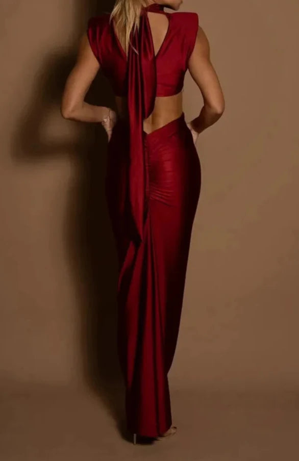 High Quality Plain Sleeveless Bodycon Hollow Out Turtleneck Sexy Long Dress