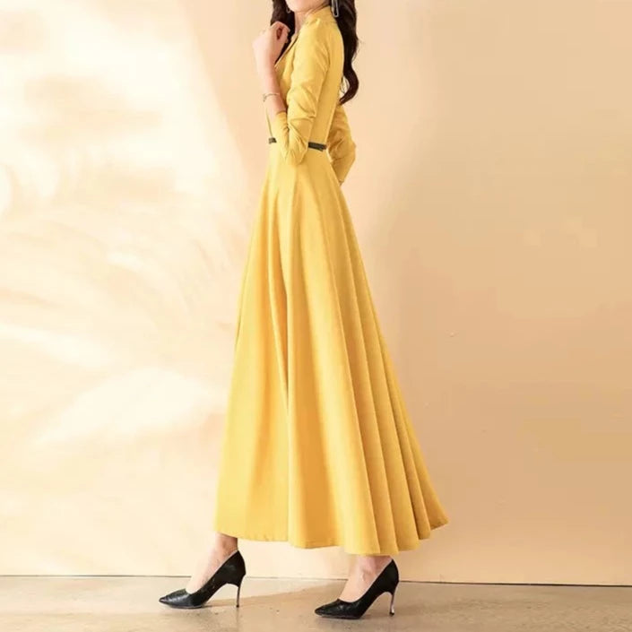 High quality long sleeve collar elegant dress