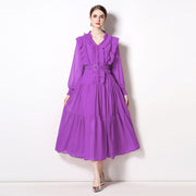 High Quality Elegant V Neck High Waist Maxi Dress