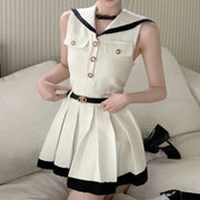 French Vintage Small Fragrance Dress For Women Elegant Fashion Sweet Pleated Mini Summer Dress Party Robes Vestidos