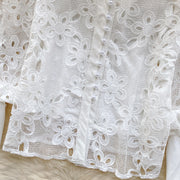 High Quality French Flare Sleeve Strap Lined Elegant Loose Shirt