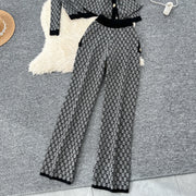 Three-piece sets knitted cardigans + high quality elastic long pants.