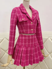 Vintage tweed two-piece set short jacket and high quality skirt