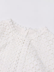 Vintage dresses round neck, flare sleeve, high waist, hollow out patchwork, high quality embroidery
