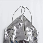 High quality long silver dresses with open back