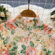 Elegant French style short dress with high quality vintage floral print