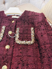 Office Ladies Elegant Two Piece Set Tweed Short Jacket High Waist A-Line Skirt New Spring Slim Fit Fashion Women Matching Sets