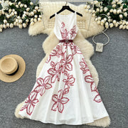 Chic vintage print sleeveless Elegant Fairy spring  Women Sundress women clothing A-line dress