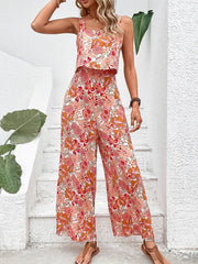 High Quality Sleeveless Casual Floral Backless Wide Leg Elegant Long Jumpsuit