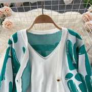 High quality cardigans V-neck sweater + vest + pencil pants three-piece set