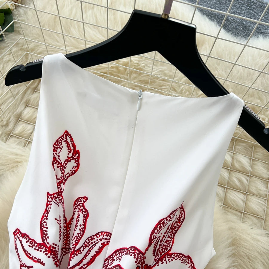 Chic vintage print sleeveless Elegant Fairy spring  Women Sundress women clothing A-line dress