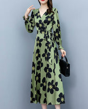 High-quality elegant temperament print long-sleeved dress